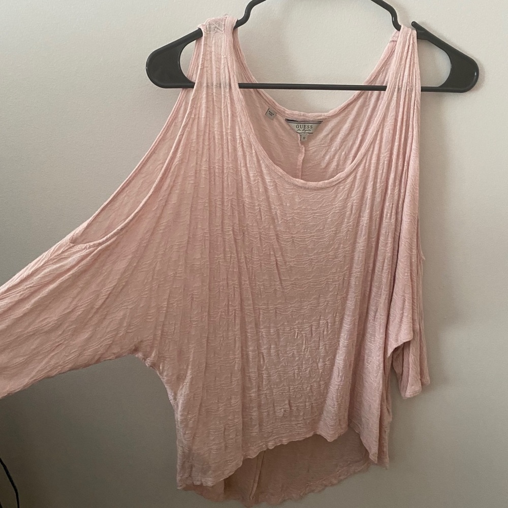 Pink cut out shoulder long sleeve